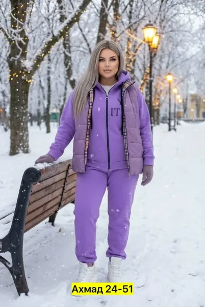 Костюм тройка из двойной ткани на флисе с подкладкой из синтепона — фото 9