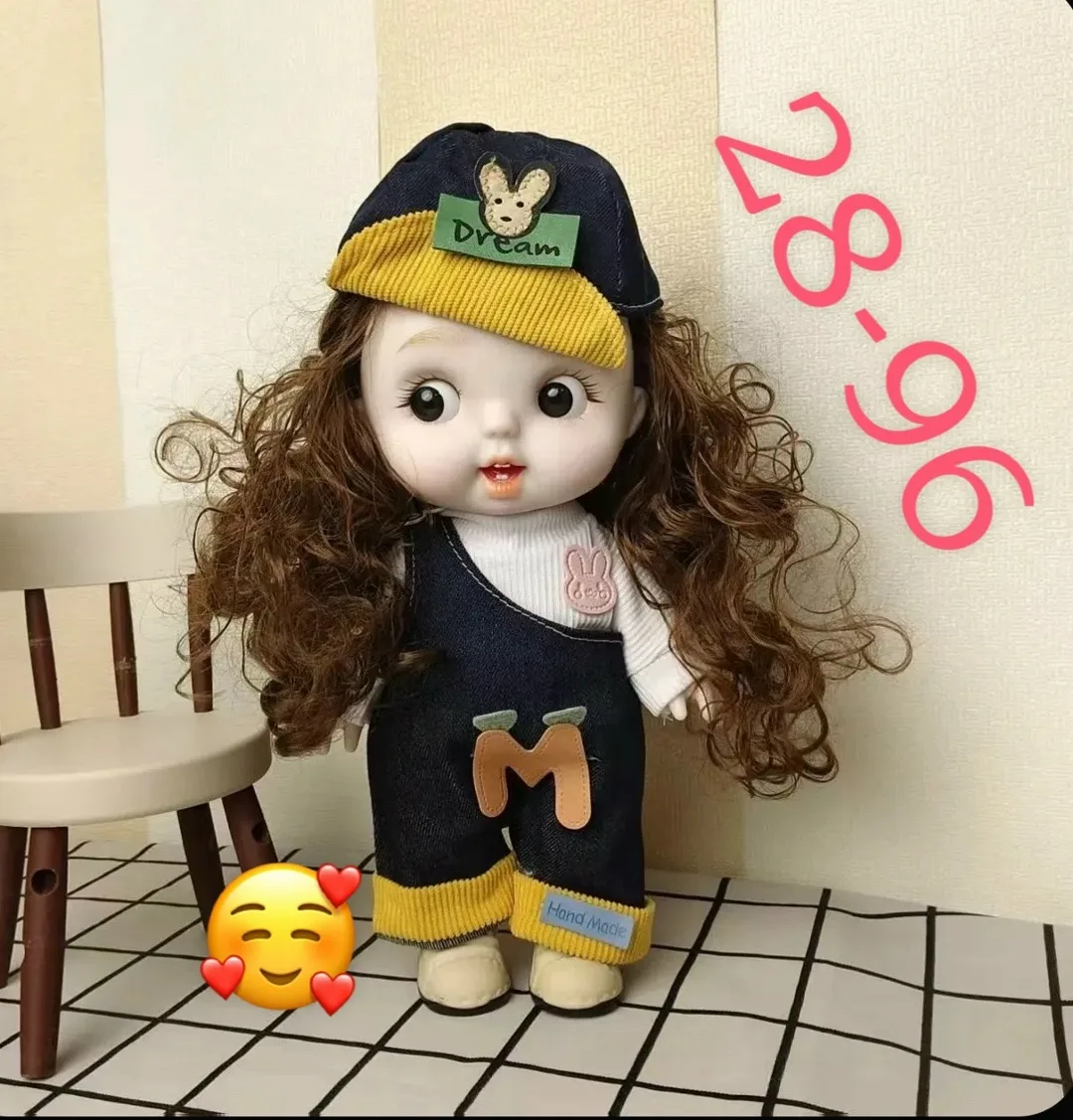 Игрушечная кукла для девочек, четыре варианта лица, тёмно-русые волосы, подвижные руки и ноги, набор одежды для смены об — фото 1