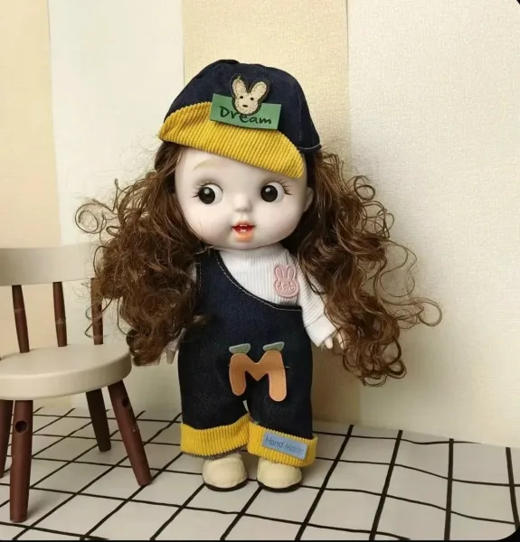 Игрушечная кукла для девочек, четыре варианта лица, тёмно-русые волосы, подвижные руки и ноги, набор одежды для смены об — фото 7