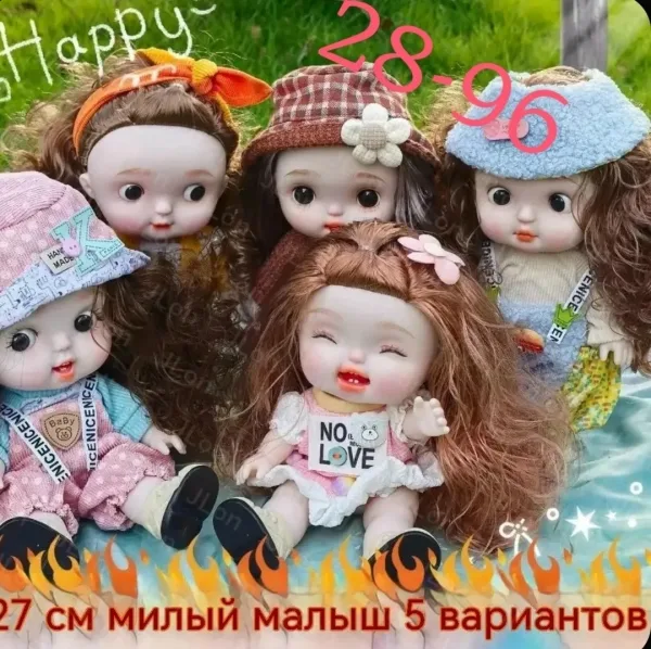 Игрушечная кукла для девочек, четыре варианта лица, тёмно-русые волосы, подвижные руки и ноги, набор одежды для смены об — фото 9