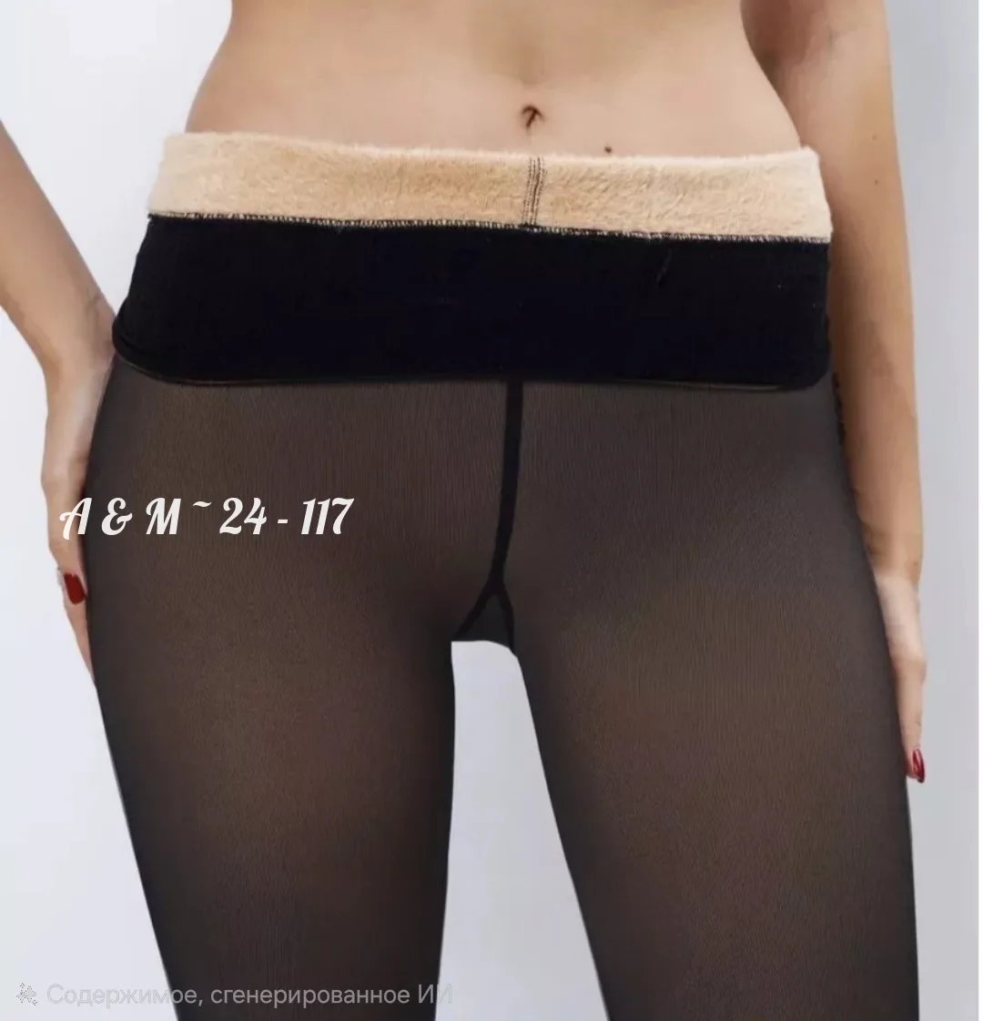 Термо колготки черные с телесными вставками — фото 4