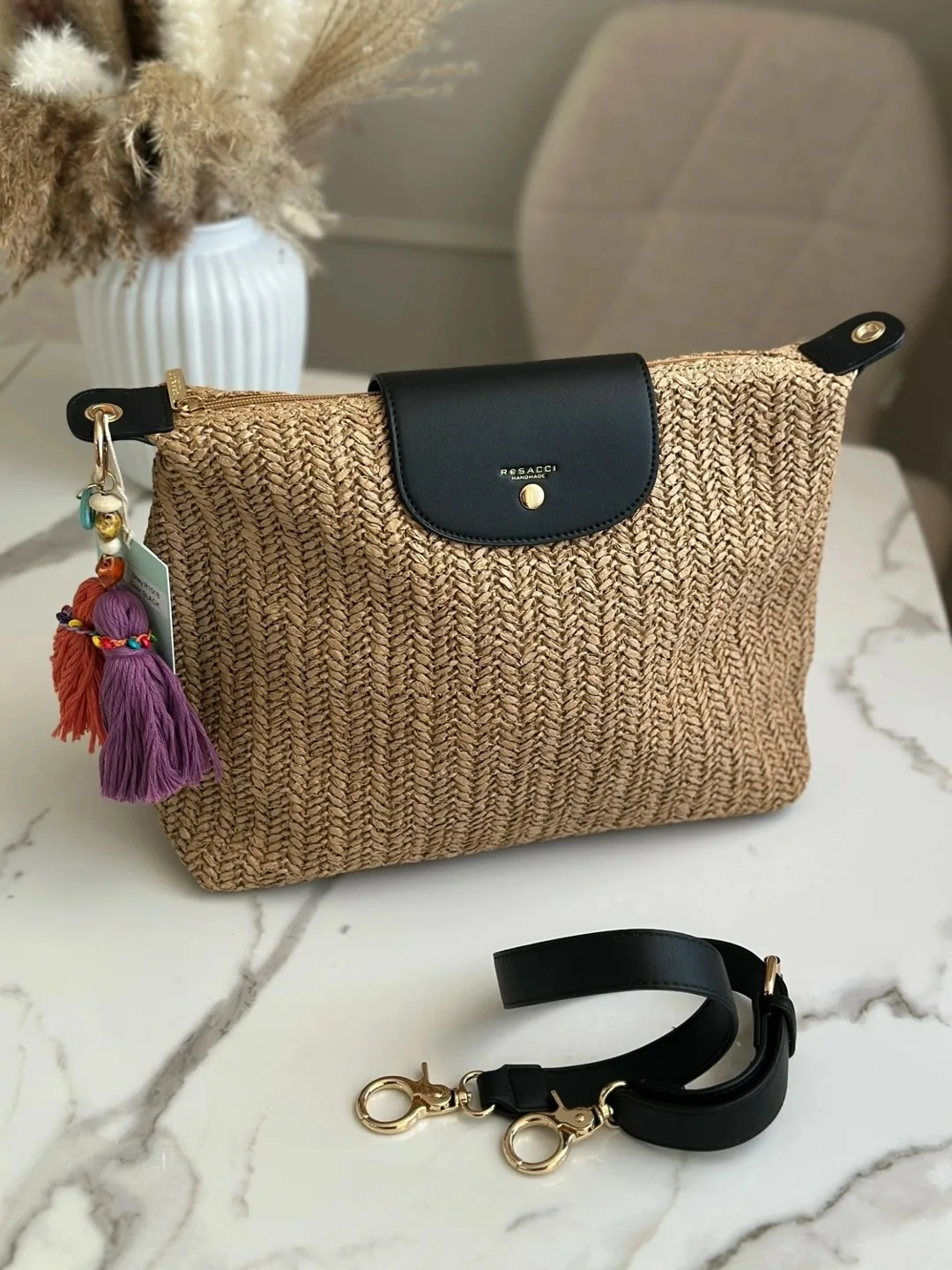 Сумка плетеная из натуральной соломы — фото 5