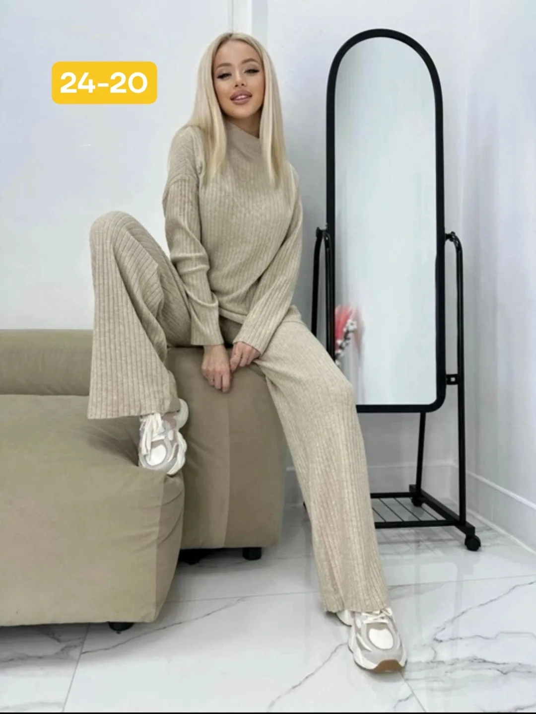 Тёплый костюм двойка тёплый вязаные лапша — фото 1