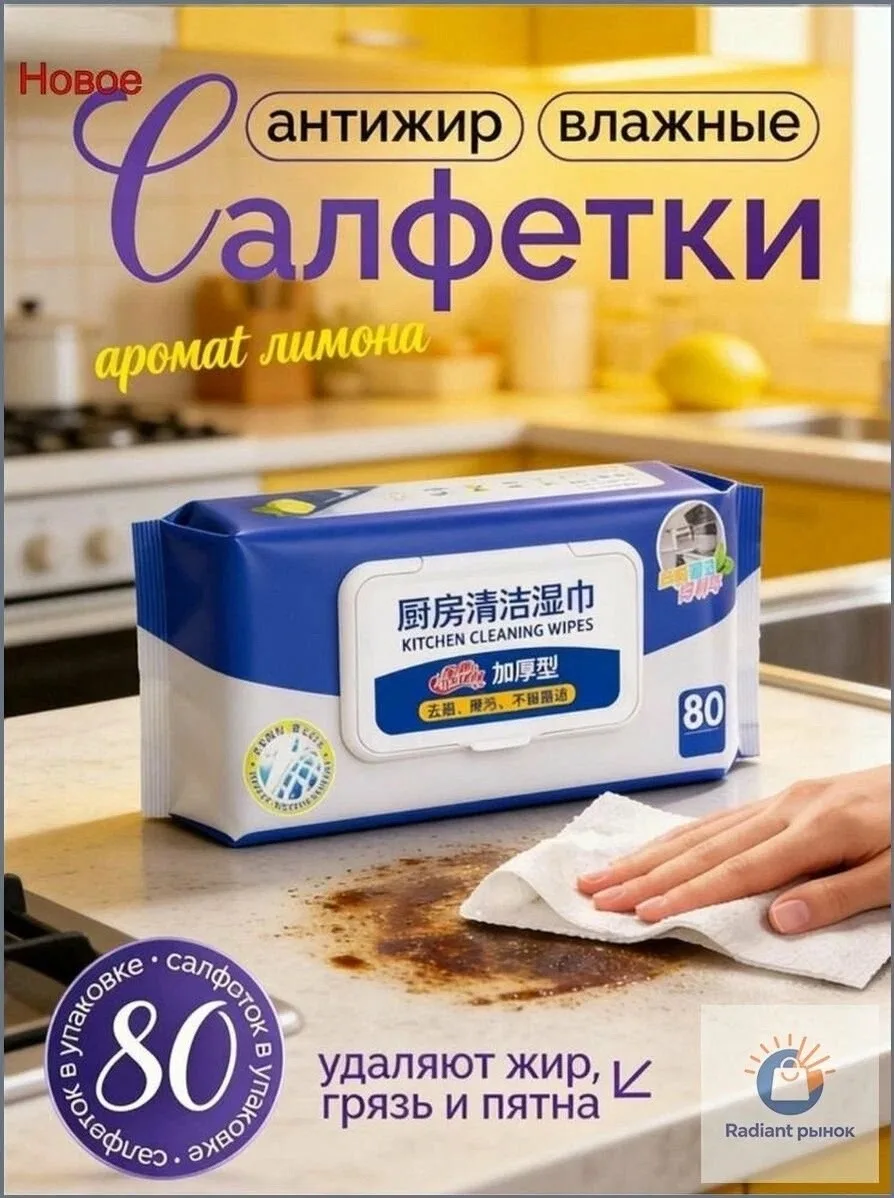 КУХОННЫЕ ВЛАЖНЫЕ САЛФЕТКИ ОТ ЖИРА — фото 6