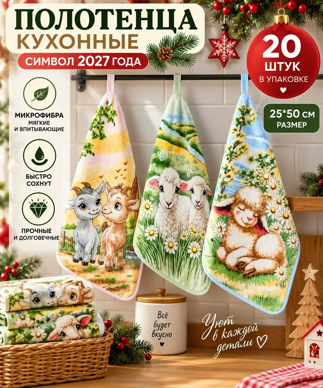 Полотенце из микрофибры с кантиком и петелькой для удобства — фото 3