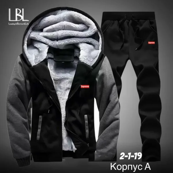 Спортивный костюм с начёсом и меховым воротником — фото 11