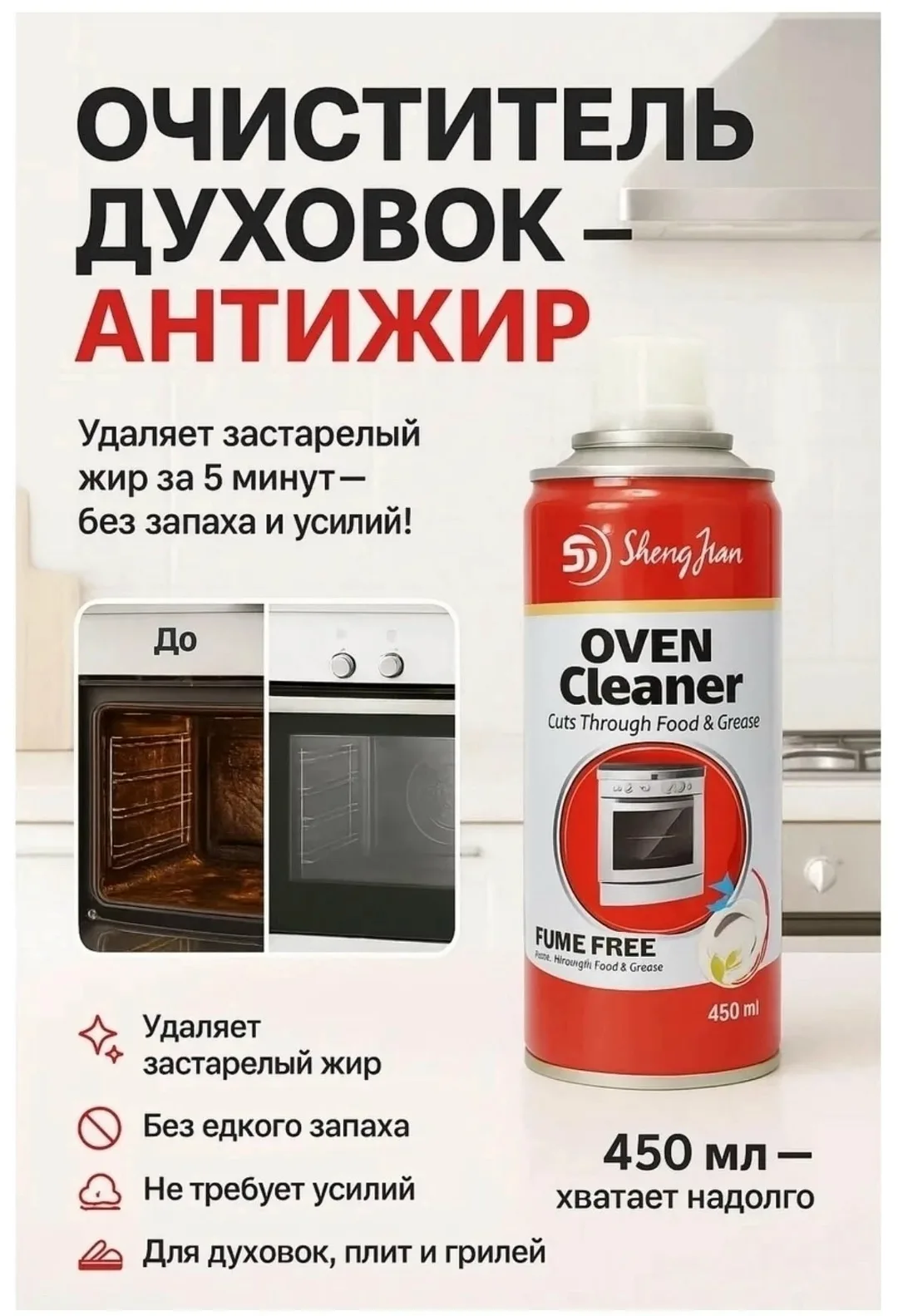 Чистящее средство для духовок- антижир для кухни спрей