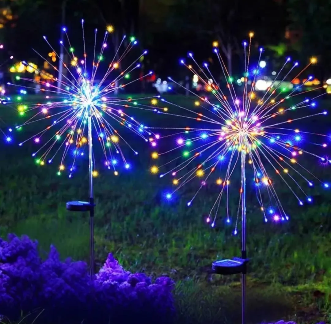 LED-фейерверк освещающий лампу 8 режимов освещения, уличные солнечные гирлянды для сада, украшение для дворика, сада, кл — фото 1