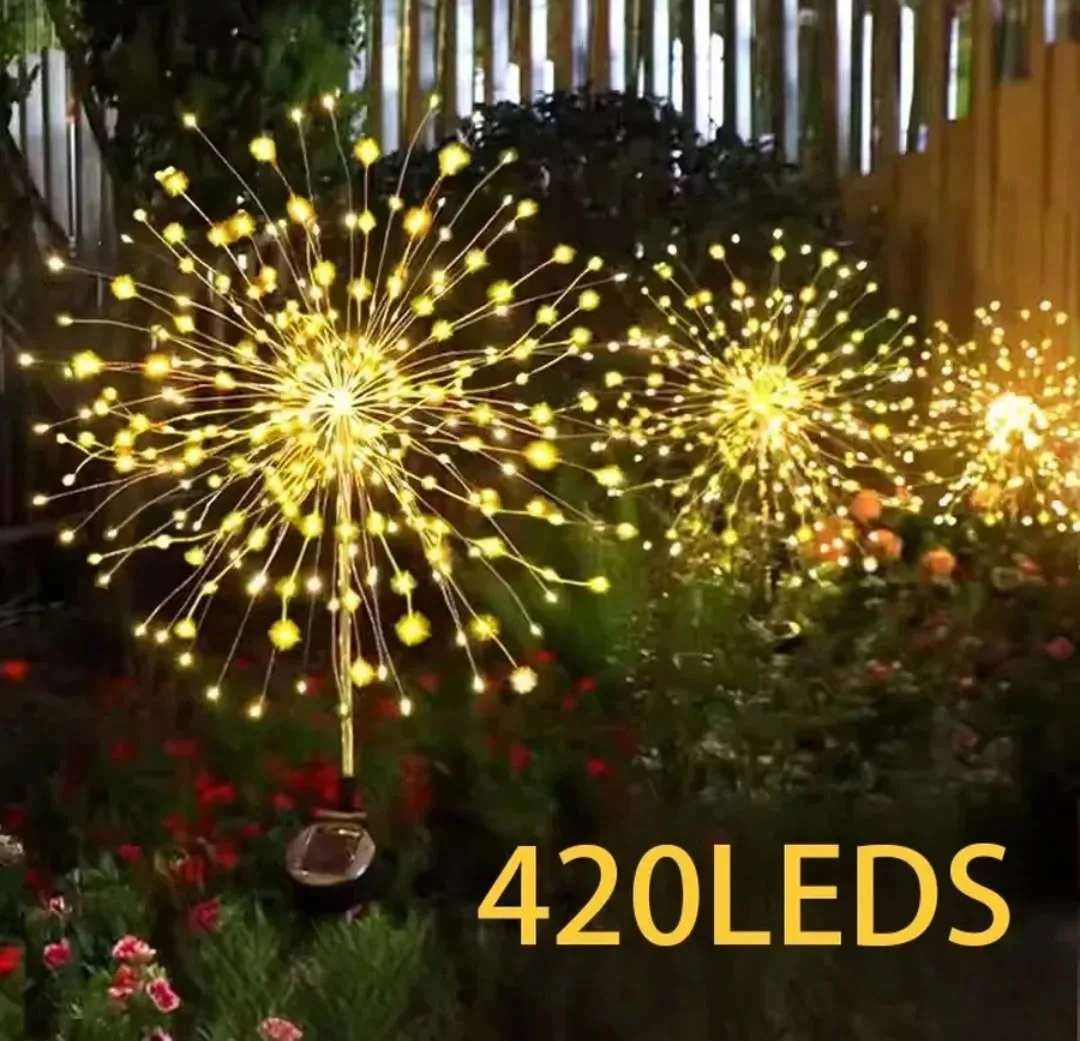 LED-фейерверк освещающий лампу 8 режимов освещения, уличные солнечные гирлянды для сада, украшение для дворика, сада, кл — фото 4