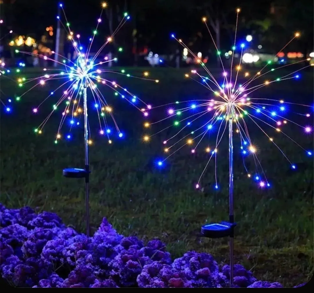 LED-фейерверк освещающий лампу 8 режимов освещения, уличные солнечные гирлянды для сада, украшение для дворика, сада, кл — фото 8