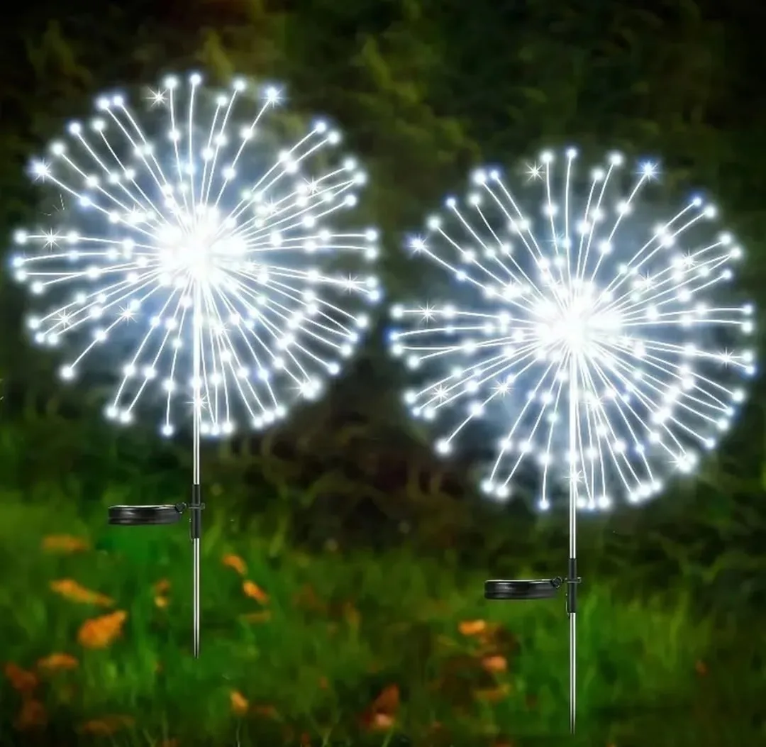 LED-фейерверк освещающий лампу 8 режимов освещения, уличные солнечные гирлянды для сада, украшение для дворика, сада, кл — фото 10