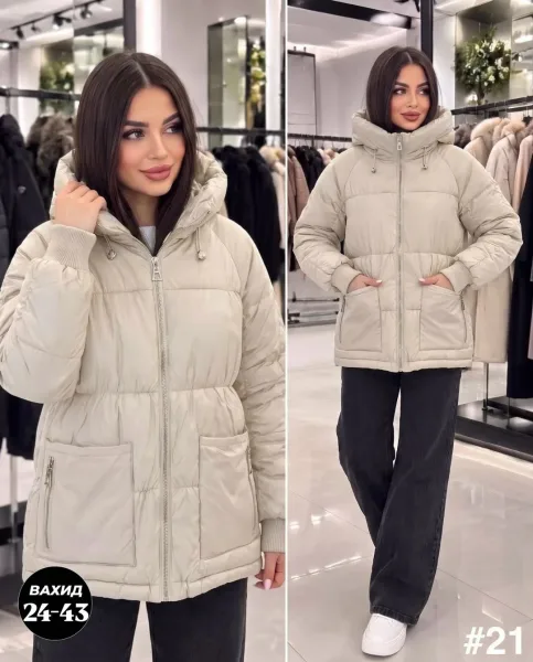 Тёплая женская куртка из синтепона синяя — фото 1