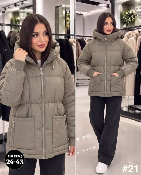 Тёплая женская куртка из синтепона синяя — фото 2