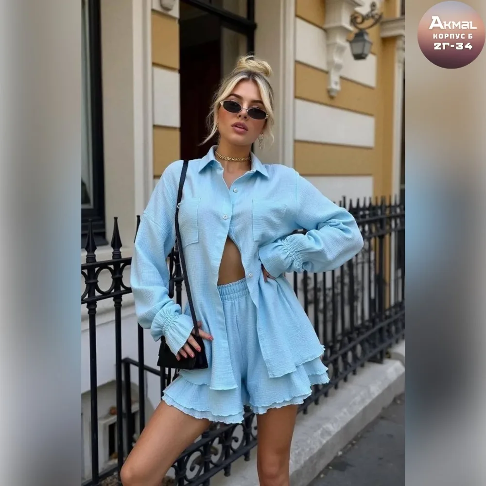 Летней женской двойки рубашка и шорты позволит вам — фото 7