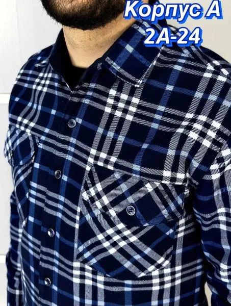 Рубашка для мужчин из хлопка с начесом, подходит по размеру — фото 10