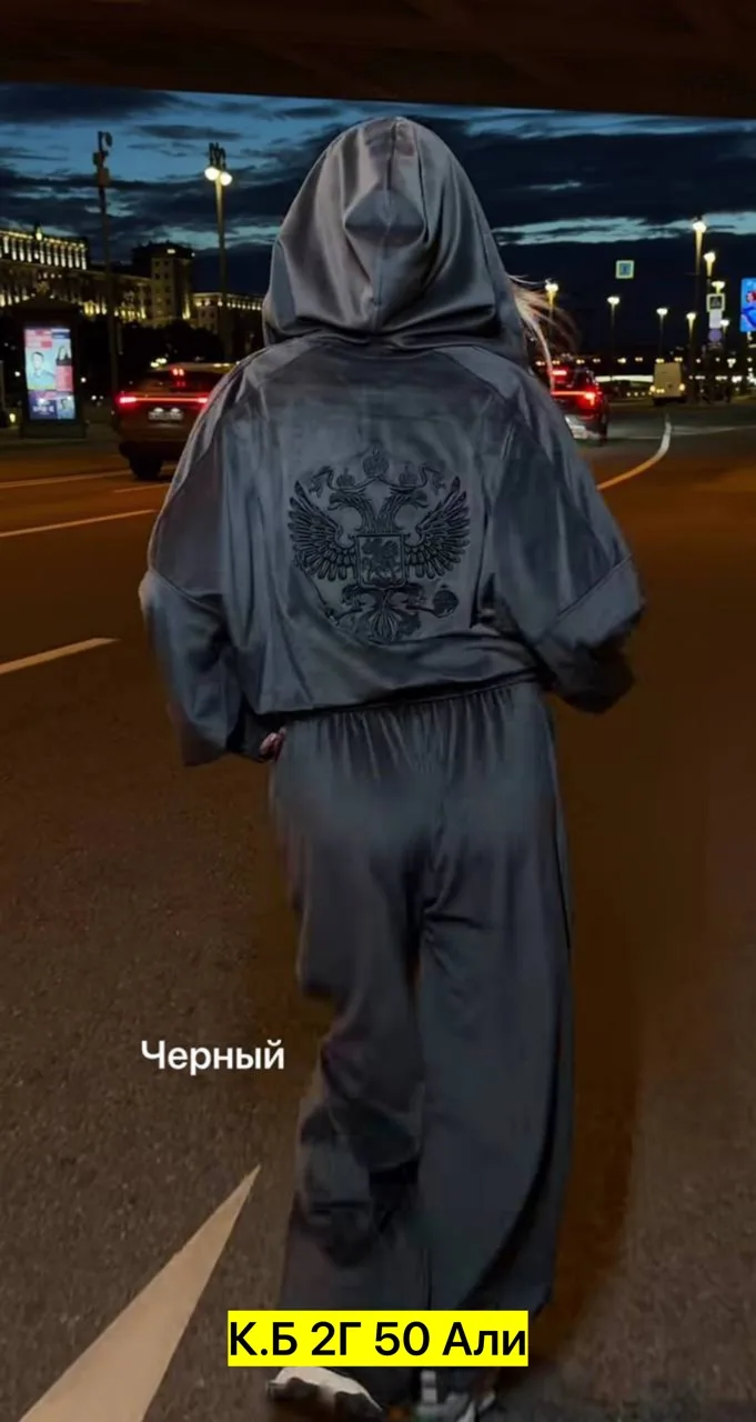 Костюм из велюра с гербом, трендовая сезона — фото 5