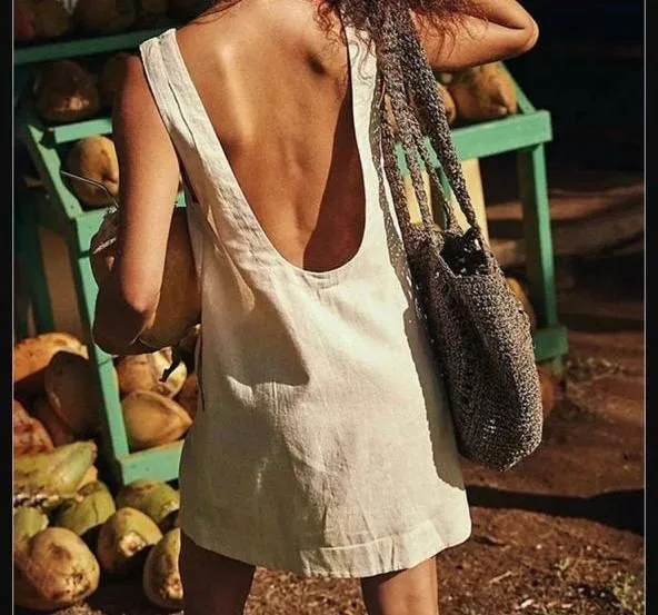 Свободный сарафан на лямках из белорусского льна — фото 5