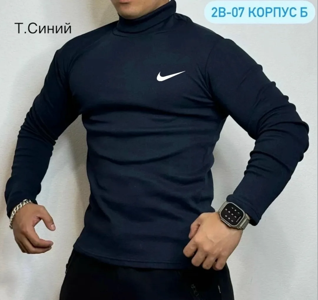 Мужская водолазка из натурального хлопка с начесом, подходит для повседневной — фото 1
