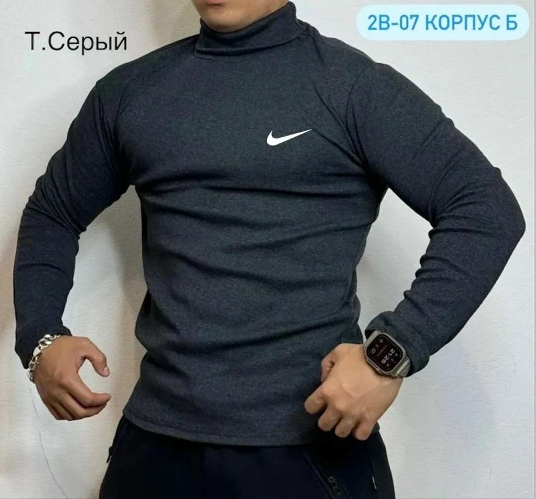Мужская водолазка из натурального хлопка с начесом, подходит для повседневной — фото 2