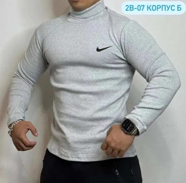 Мужская водолазка из натурального хлопка с начесом, подходит для повседневной — фото 7