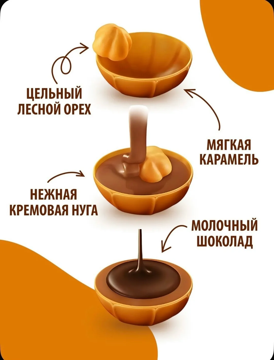 Конфеты Toffifee лесной орех в мягкой карамели с кремовой нугой и шоколадом — фото 3