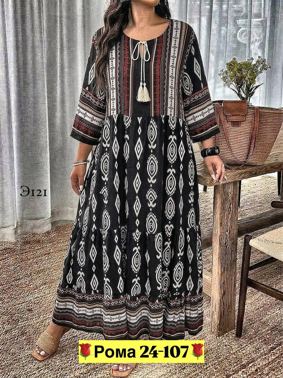 Платье из хлопка и льна — фото 11