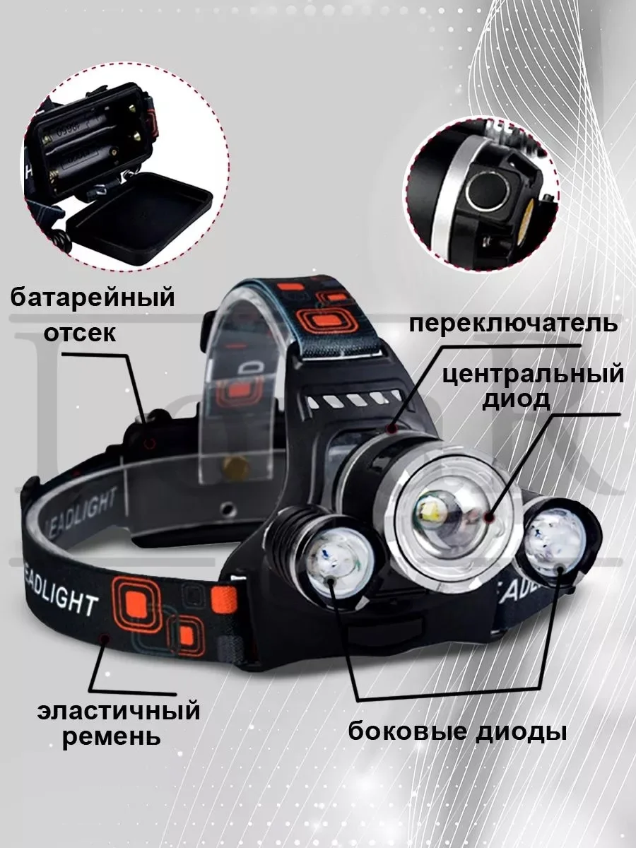 Xml T6 Led Фонарь налобный аккумуляторный — фото 2