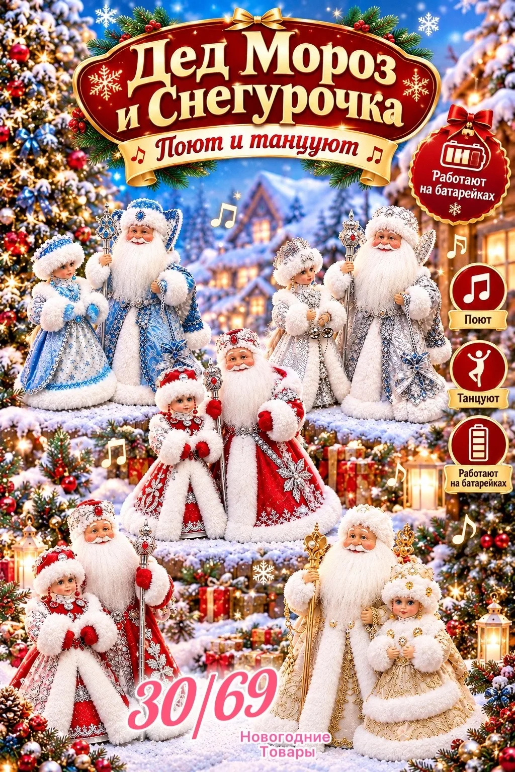 Новогодние игрушки Дед Мороз и Снегурочка — фото 6