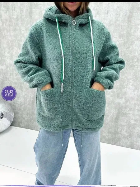 Кардиган из натурального шерстяного материала с эффектом барашка — фото 2