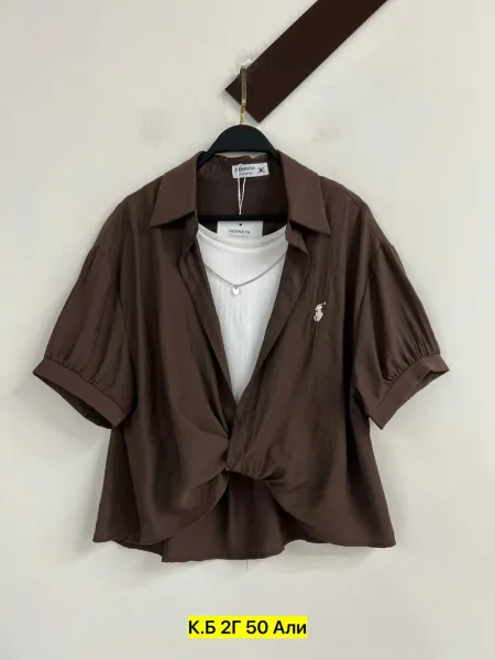 Женская рубашка POLO из тонкого натурального хлопка — фото 24