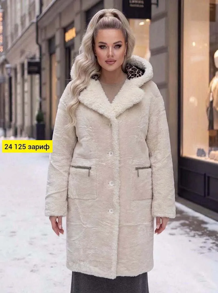 Пальто двухстороннее из замши и меха Замш + Мех — фото 1