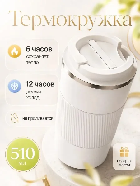 Термокружка COFFEE Белый: ЧЕРНЫЙ — фото 8