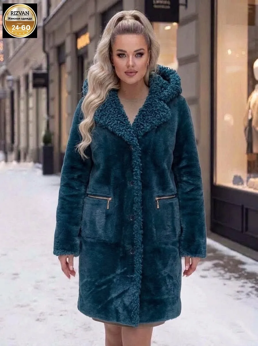 Пальто двухстороннее из замши и меха Замш + Мех — фото 1