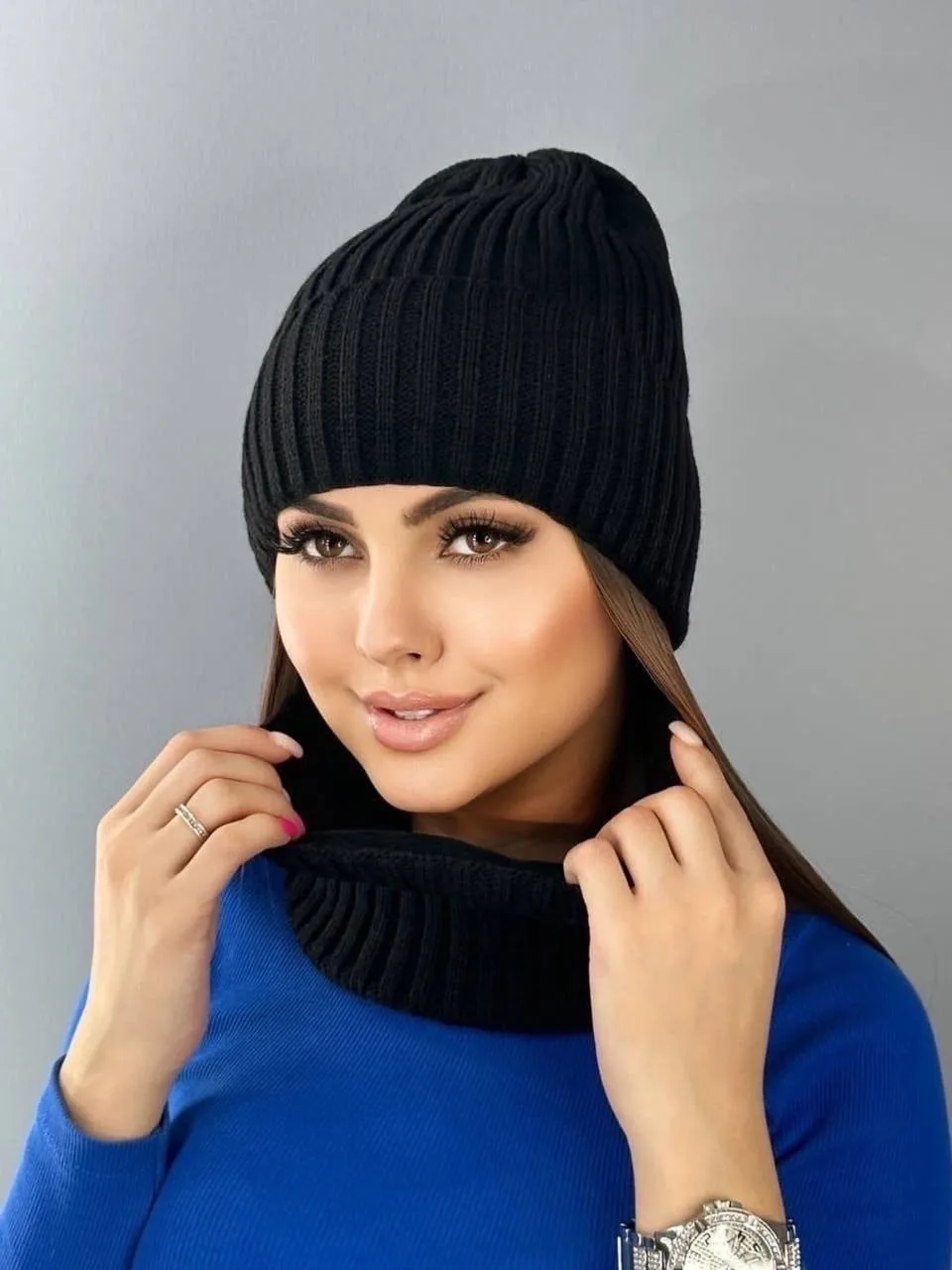 Шапка+снуд женские, шерсть и акрил — фото 7