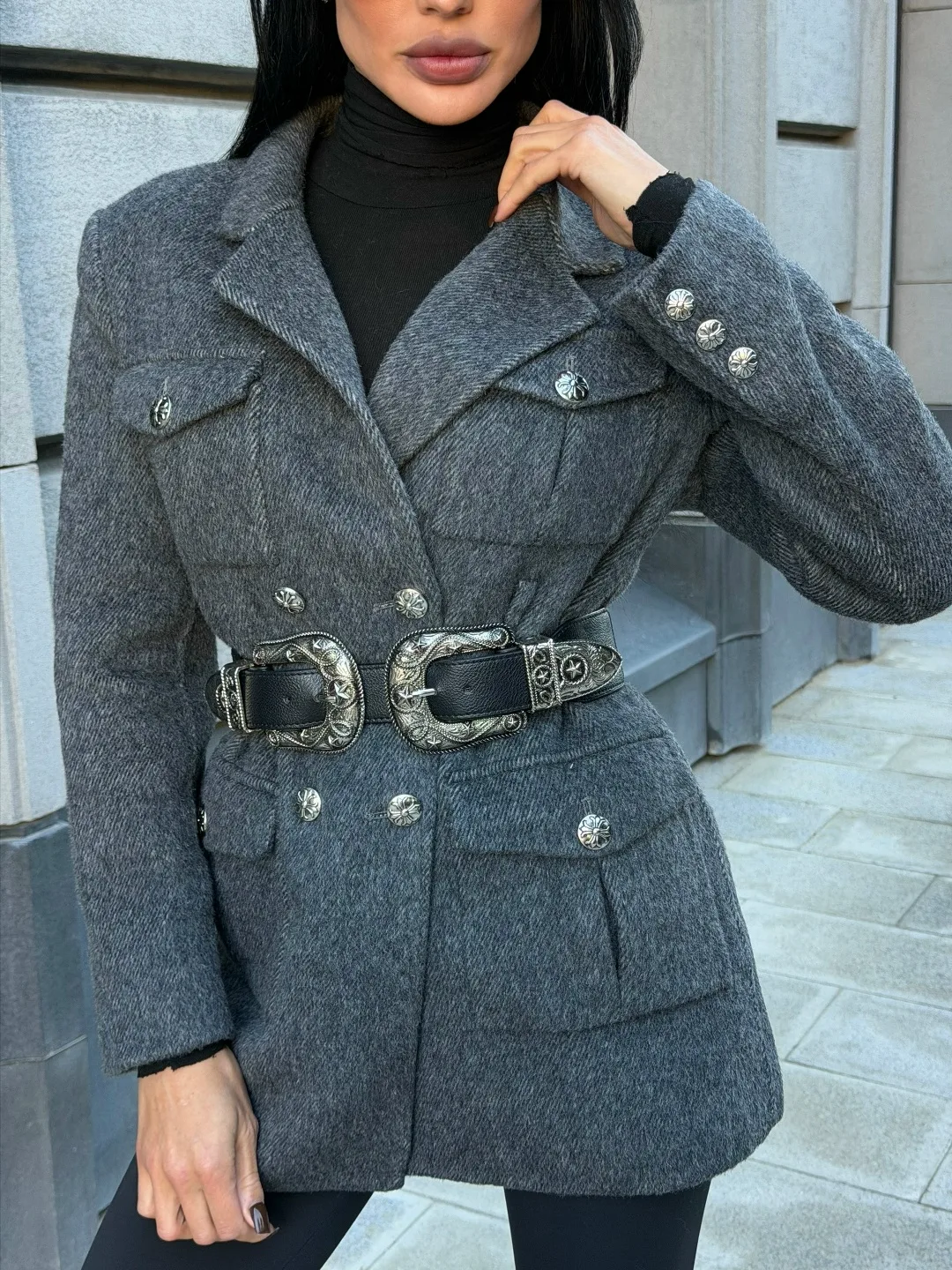 Полупальто-жакет Chrome Hearts из кашемира и шерсти — фото 10