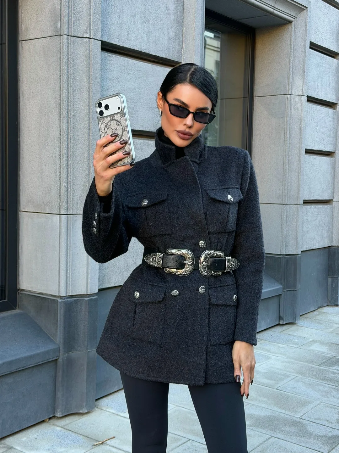 Полупальто-жакет Chrome Hearts из кашемира и шерсти кашемир, шерсть — фото 7