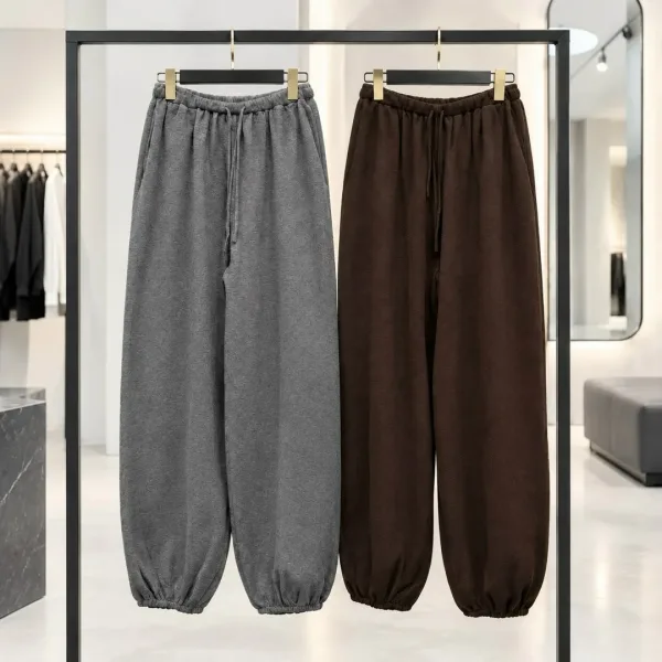 Брюки-Аладдины из плотного трикотажа в стиле minimal & cozy — фото 3