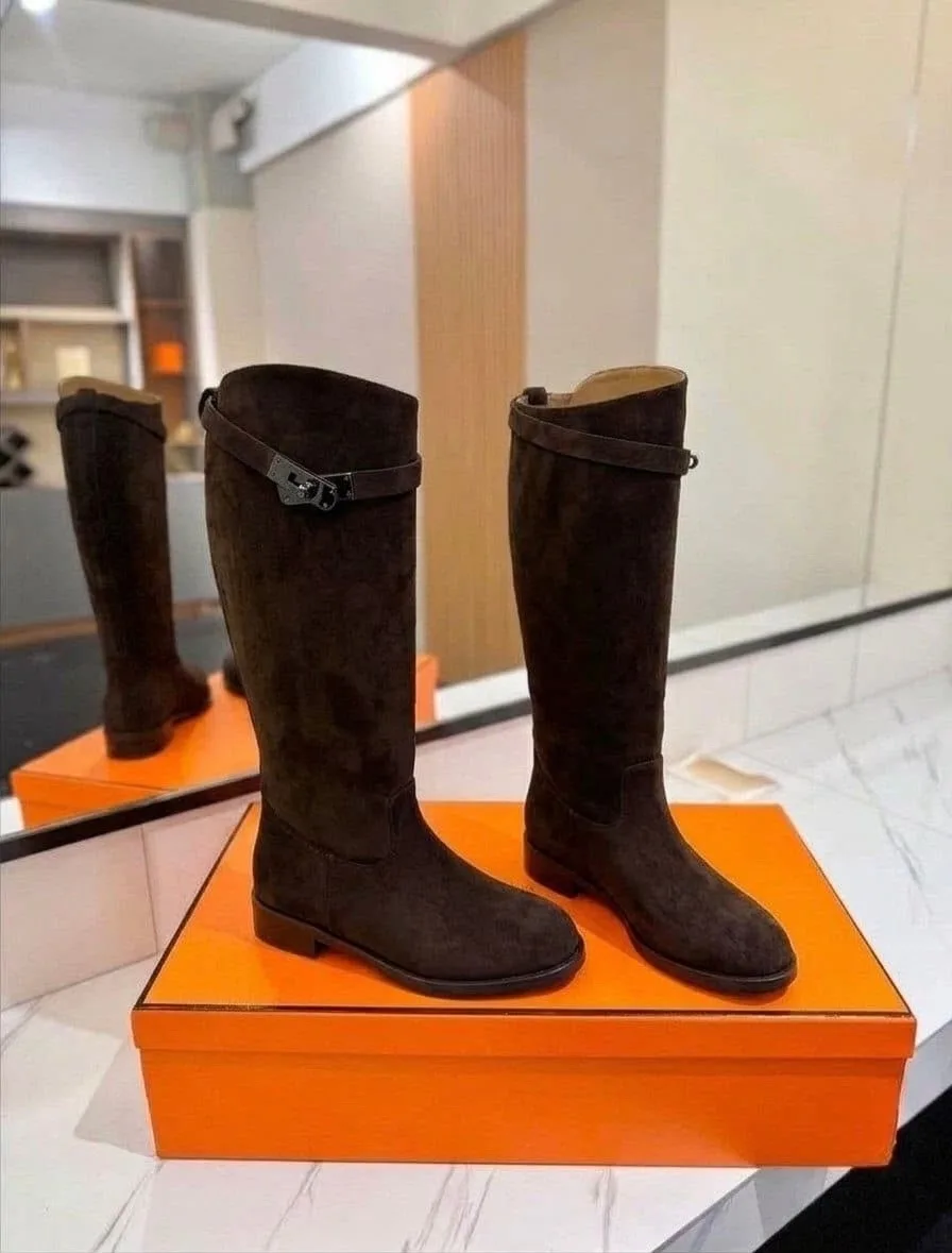 Премиум-ботинки HERMES на осень с высотой голенища и обхватом — фото 8