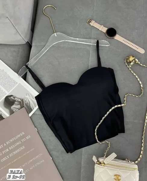Идеально подчеркивающий, надежно удерживающий грудь женский топ zara на бретелях, доступен к заказу в базовых однотонных — фото 5