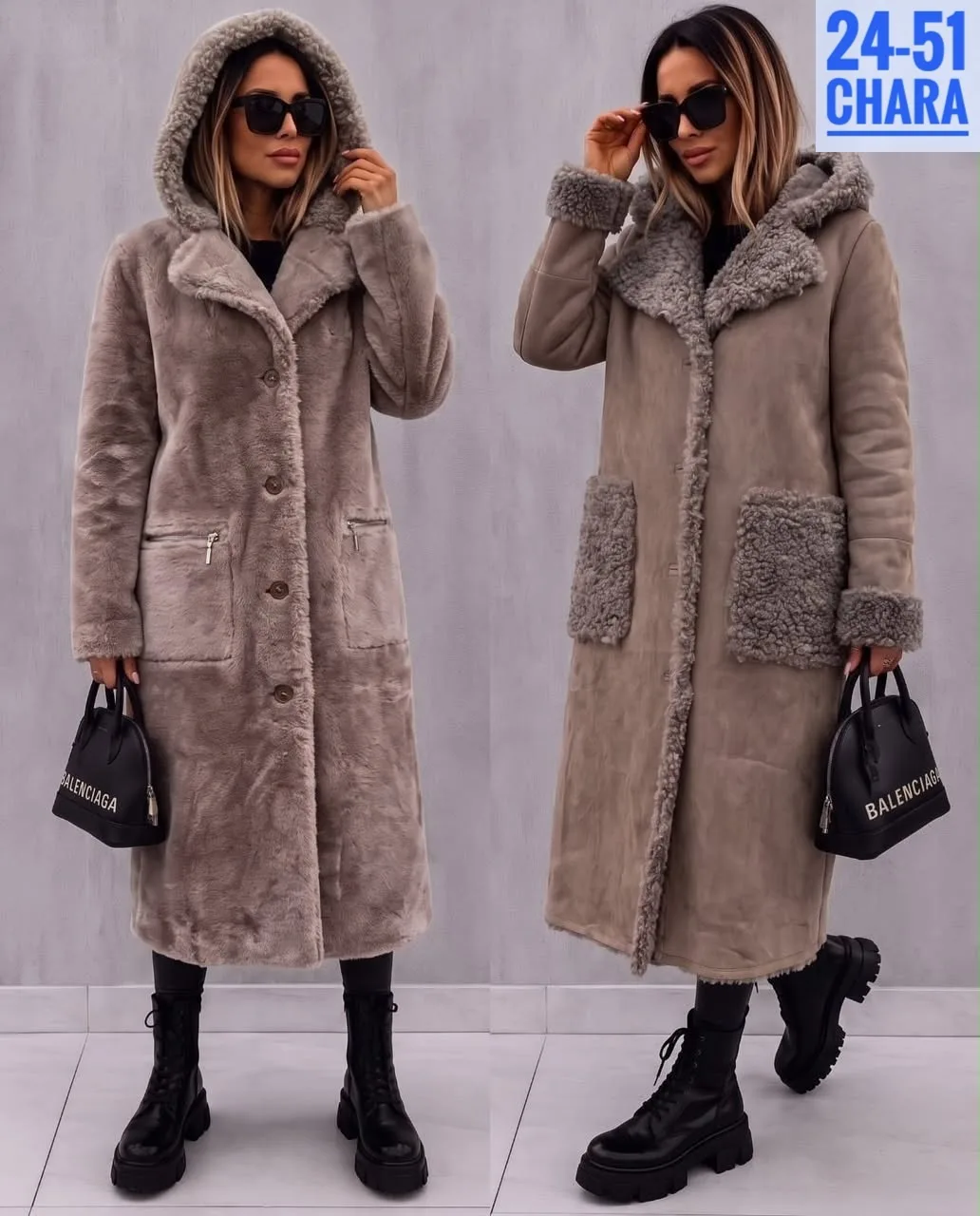 Пальто двухстороннее из замши и меха Замш + Мех — фото 3