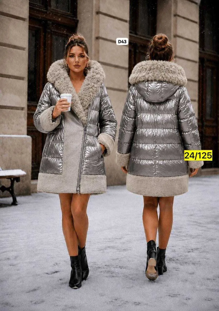 Платье серо-кофейное глянцевое серая — фото 3