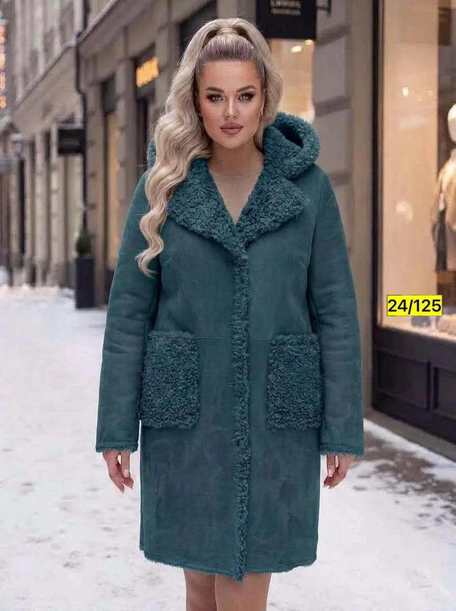 Пальто двухстороннее из замши и меха Замш + Мех — фото 1