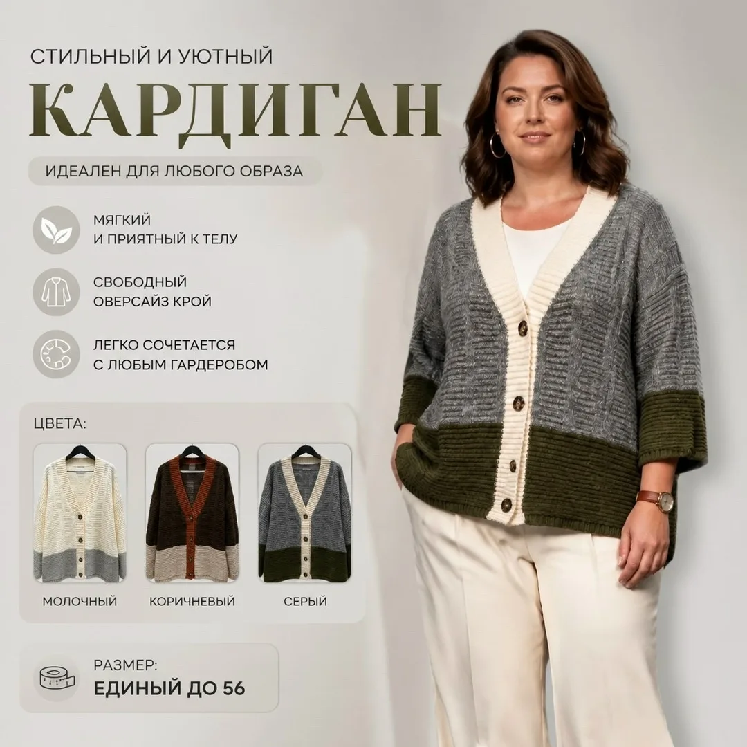 Уютный кардиган из мягкого материала — фото 1