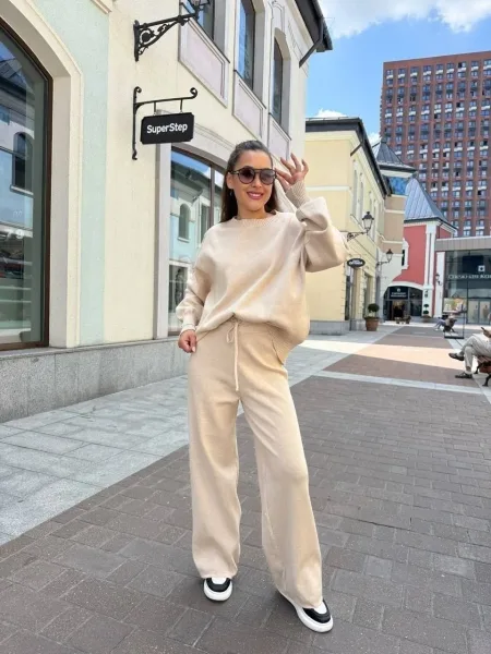 Костюм двойка из ткани хлопок и вискоза Серый — фото 1