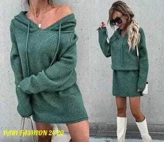 Платье с капюшоном, плотная кашемировая лапша — фото 3