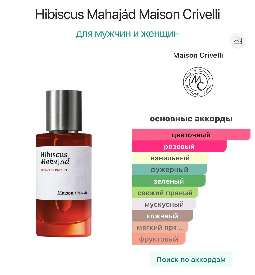Hibiscus Mahajád Maison Crivelli — аромат — фото 1