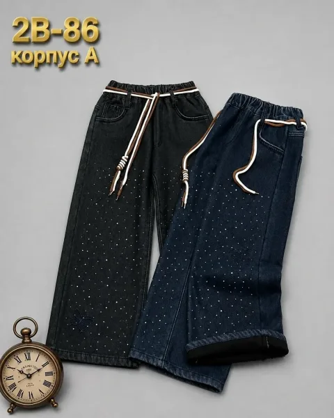 Джинсы из хлопка с начесом, подходят по росту 116 — фото 7