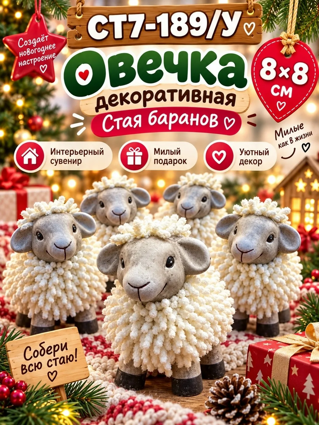 Декоративная фигурка Овечка 8× — фото 1