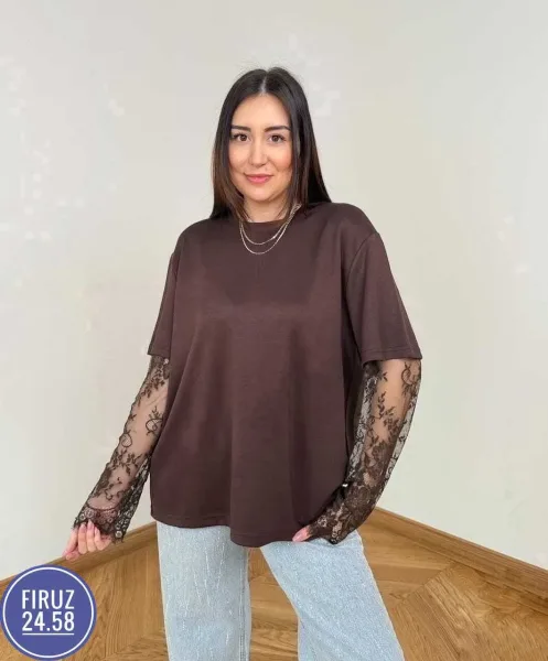 Кофта из трикотажа с элементами гипюра — фото 9