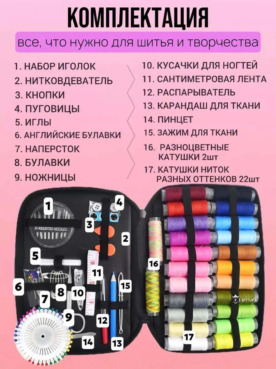 НАБОР ДЛЯ ШИТЬЯ И РУКОДЕЛИЯ — 137 ПРЕДМЕТОВ — фото 2